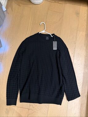 A/X Armani Exchange Black Ribbed Crewneck Sweater